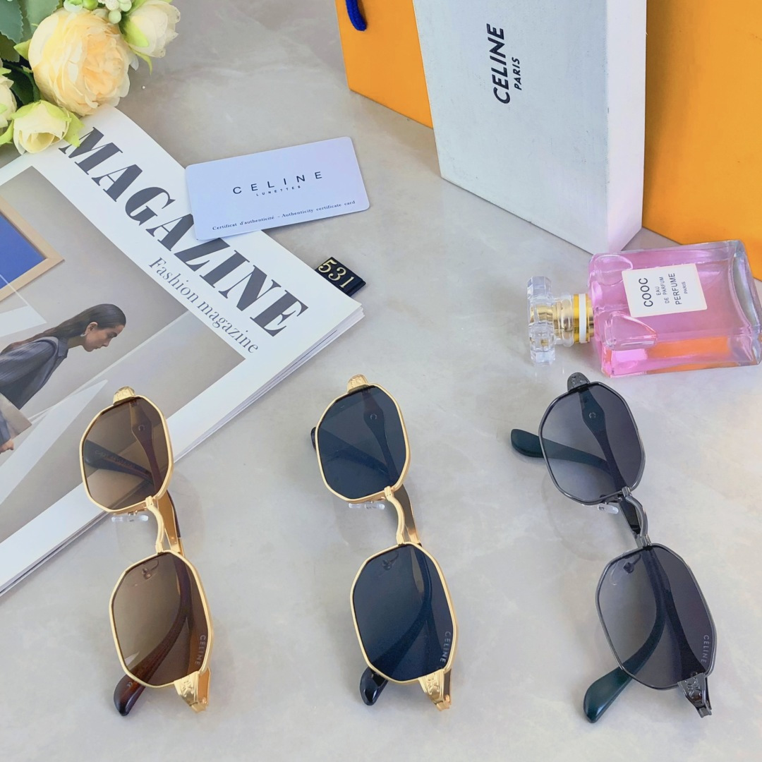 。。Celin*2025时尚新款墨镜复古素颜百搭男女太阳镜防紫外线眼镜