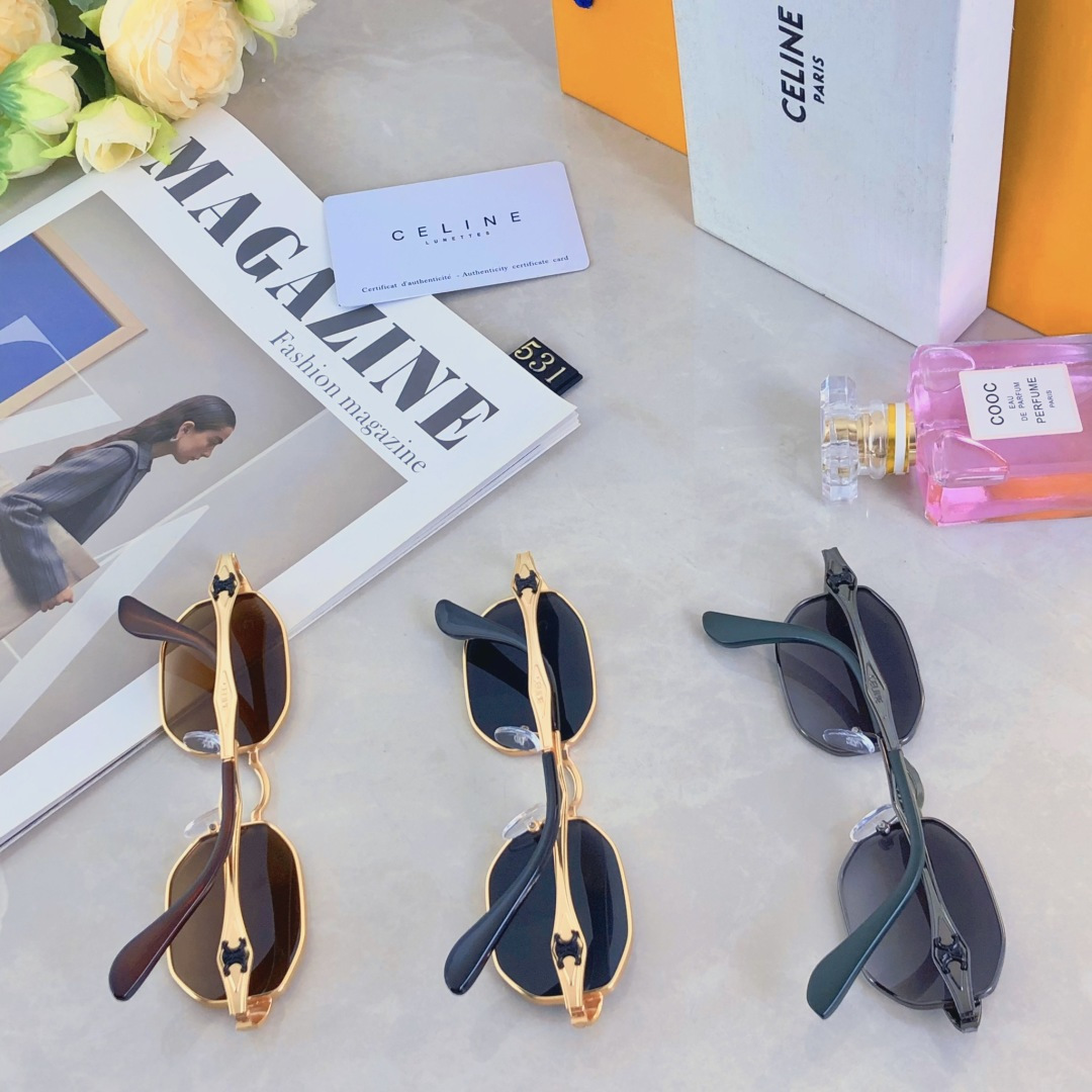 。。Celin*2025时尚新款墨镜复古素颜百搭男女太阳镜防紫外线眼镜