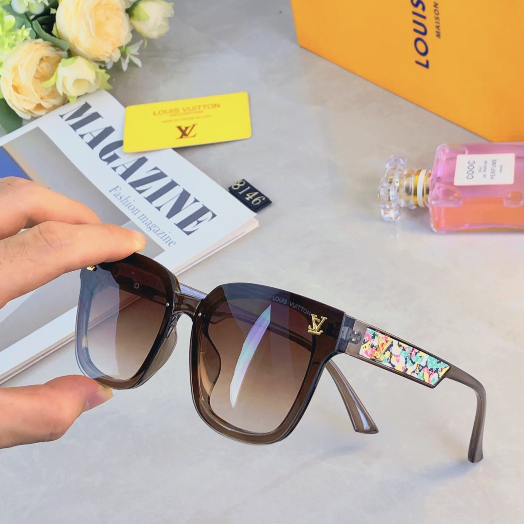 。。Louis vuitto*韩版复古黑色偏光墨镜女防晒高级感ins方框欧美辣妹街拍太阳眼镜