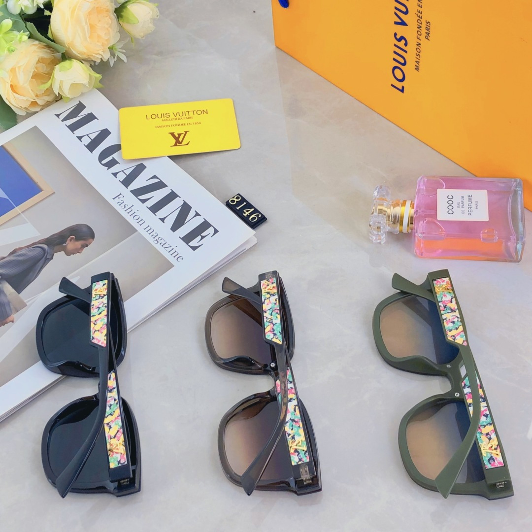 。。Louis vuitto*韩版复古黑色偏光墨镜女防晒高级感ins方框欧美辣妹街拍太阳眼镜