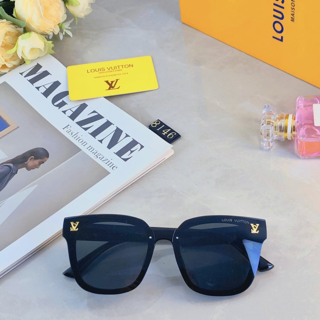 。。Louis vuitto*韩版复古黑色偏光墨镜女防晒高级感ins方框欧美辣妹街拍太阳眼镜