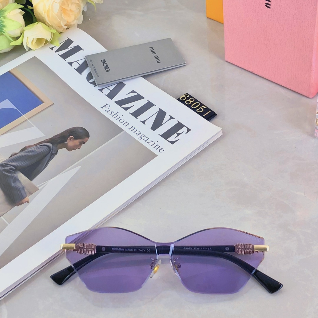 。。miumi*欧美小框无框太阳镜网红同款显脸小防紫外线美式复古墨镜ins