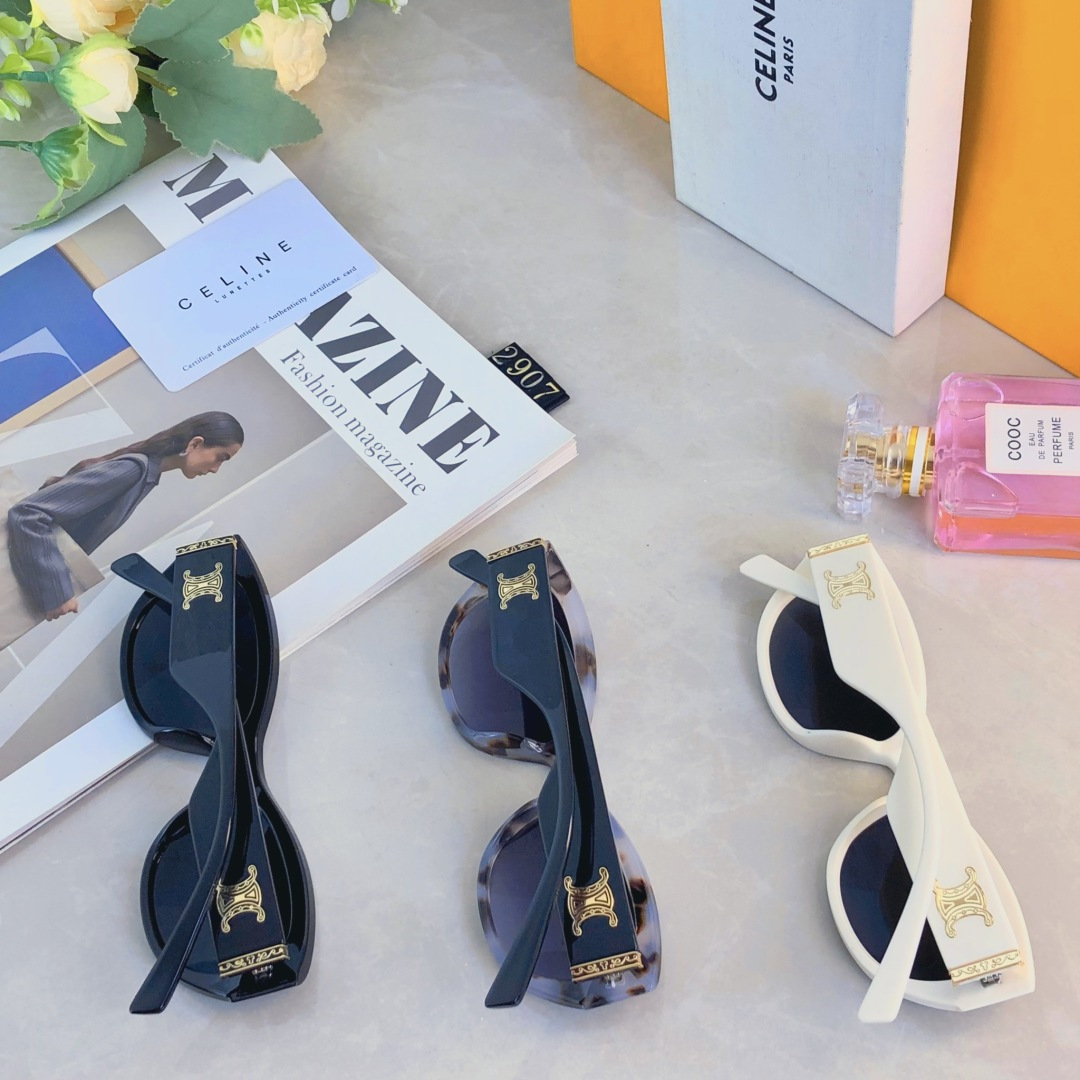 。。Celin*2025网红复古新款女欧美脸型猫眼脸太阳镜方圆风高级小框墨镜修饰