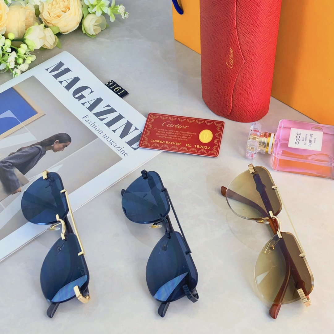 。。Cartie*墨镜太阳眼镜新款时尚潮流无框切边个性穿搭街拍眼镜