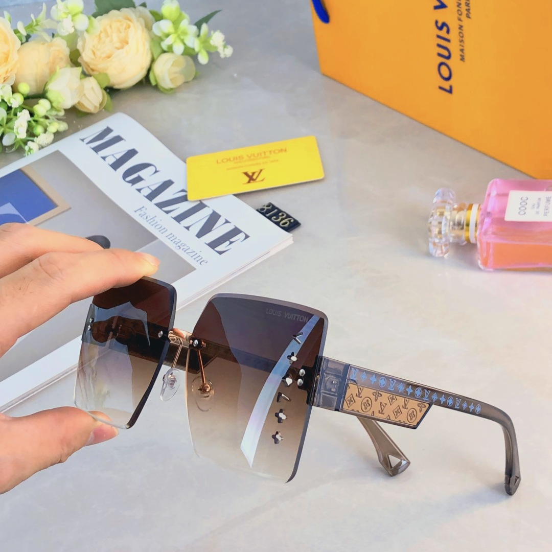 。。Louis vuitto*墨镜女百搭新款高级感大脸显脸小方形防紫外线太阳镜小脸