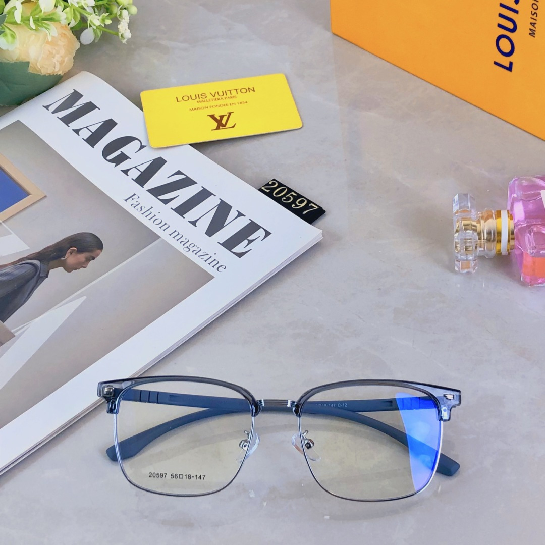 。。Louis Vuitto*超清半框近视眼镜框斯文男潮痞帅防蓝光超薄镜片配眉线框镜框商务
