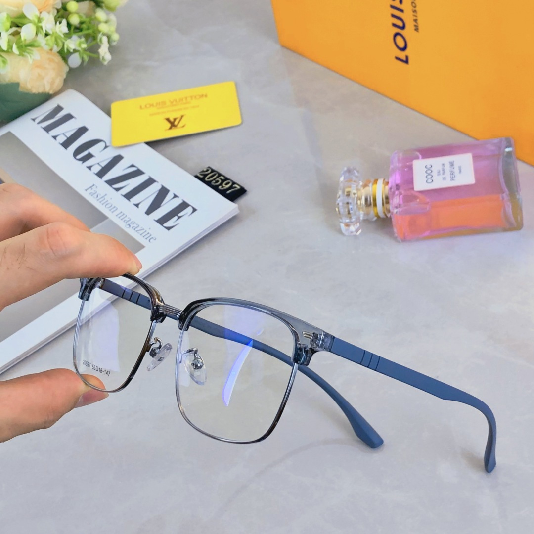 。。Louis Vuitto*超清半框近视眼镜框斯文男潮痞帅防蓝光超薄镜片配眉线框镜框商务