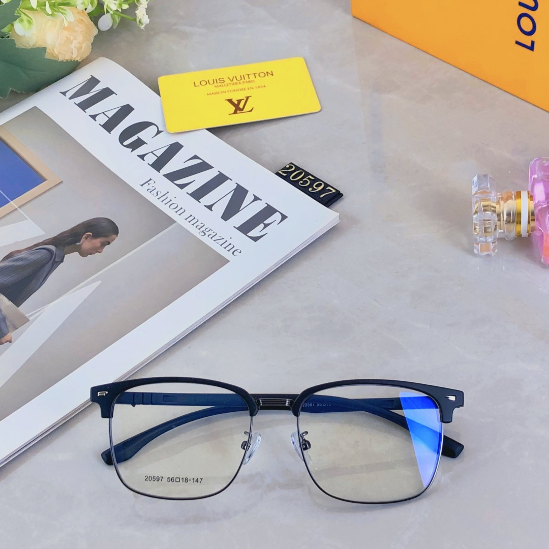 。。Louis Vuitto*超清半框近视眼镜框斯文男潮痞帅防蓝光超薄镜片配眉线框镜框商务