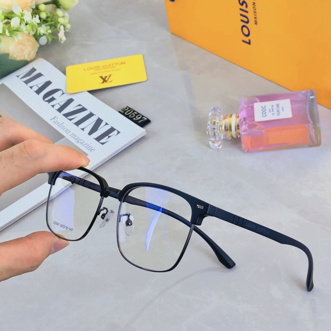 。。Louis Vuitto*超清半框近视眼镜框斯文男潮痞帅防蓝光超薄镜片配眉线框镜框商务