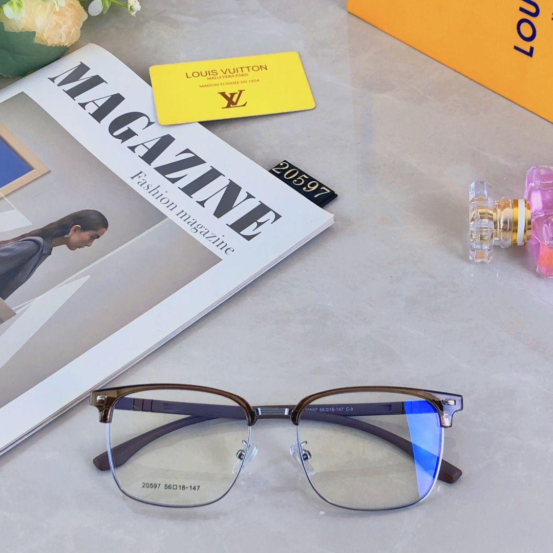 。。Louis Vuitto*超清半框近视眼镜框斯文男潮痞帅防蓝光超薄镜片配眉线框镜框商务