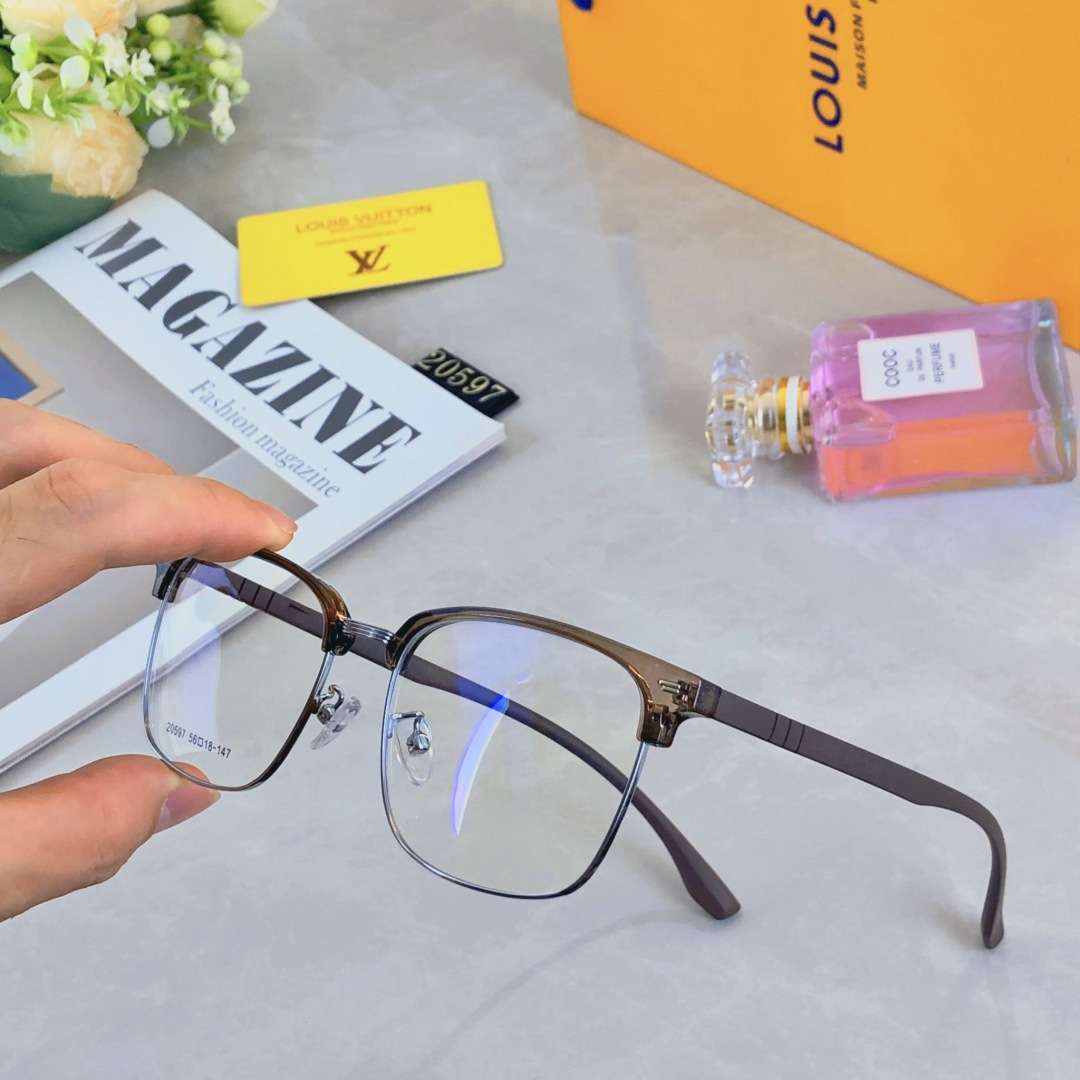 。。Louis Vuitto*超清半框近视眼镜框斯文男潮痞帅防蓝光超薄镜片配眉线框镜框商务