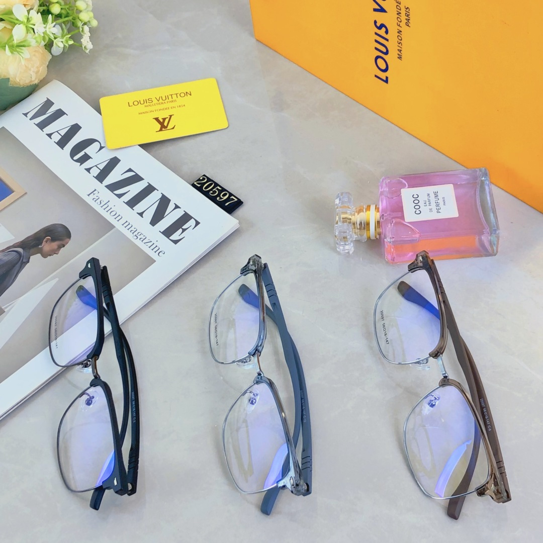 。。Louis Vuitto*超清半框近视眼镜框斯文男潮痞帅防蓝光超薄镜片配眉线框镜框商务