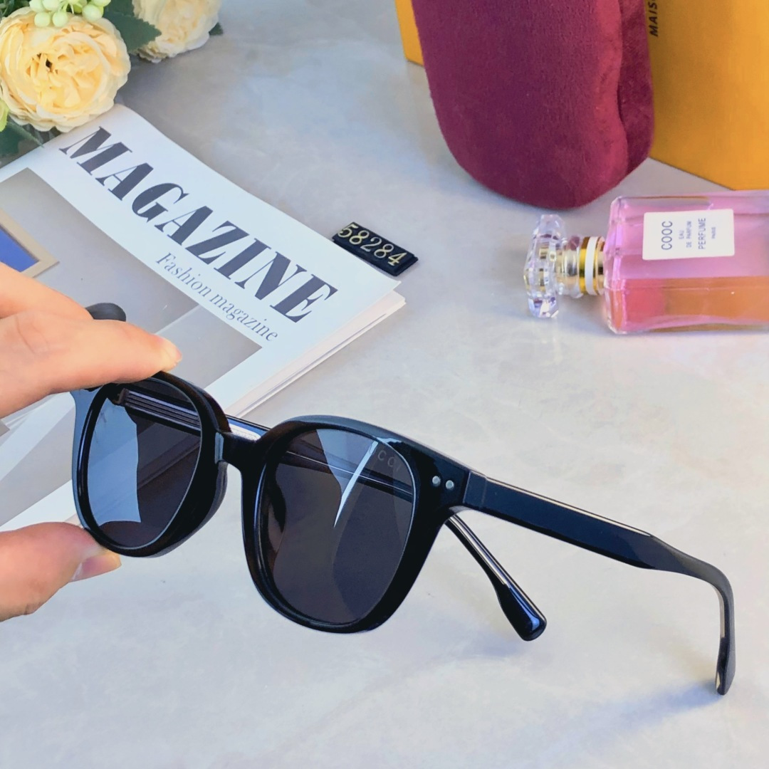 。。Gucc*韩版复古太阳镜潮网红素颜街拍黑色墨镜防紫外线高清偏光片