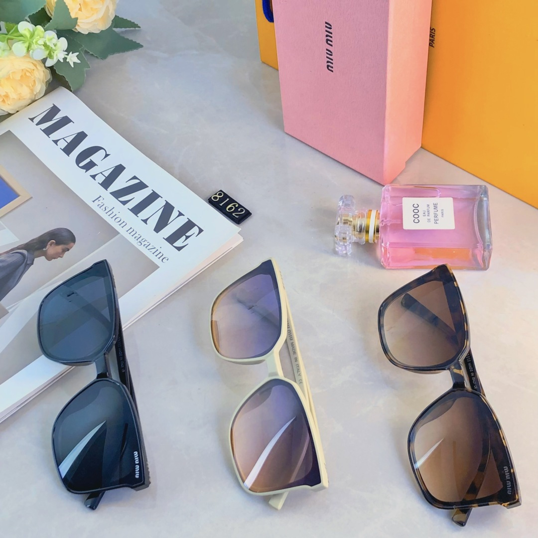 。。miumi*墨镜女款方框2025新款潮牌高级感气质防紫外线圆脸显瘦大框太阳镜