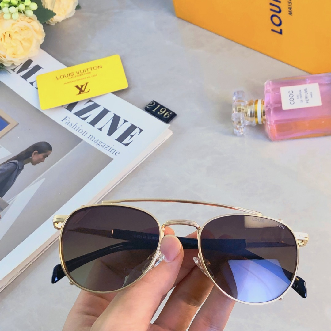 。。Louis vuitto*新款金属双梁飞行员太阳镜男女防紫外线复古偏光墨镜高级感开车潮