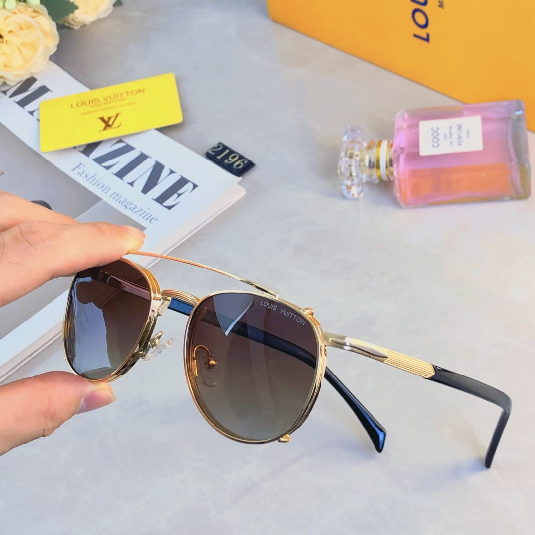。。Louis vuitto*新款金属双梁飞行员太阳镜男女防紫外线复古偏光墨镜高级感开车潮