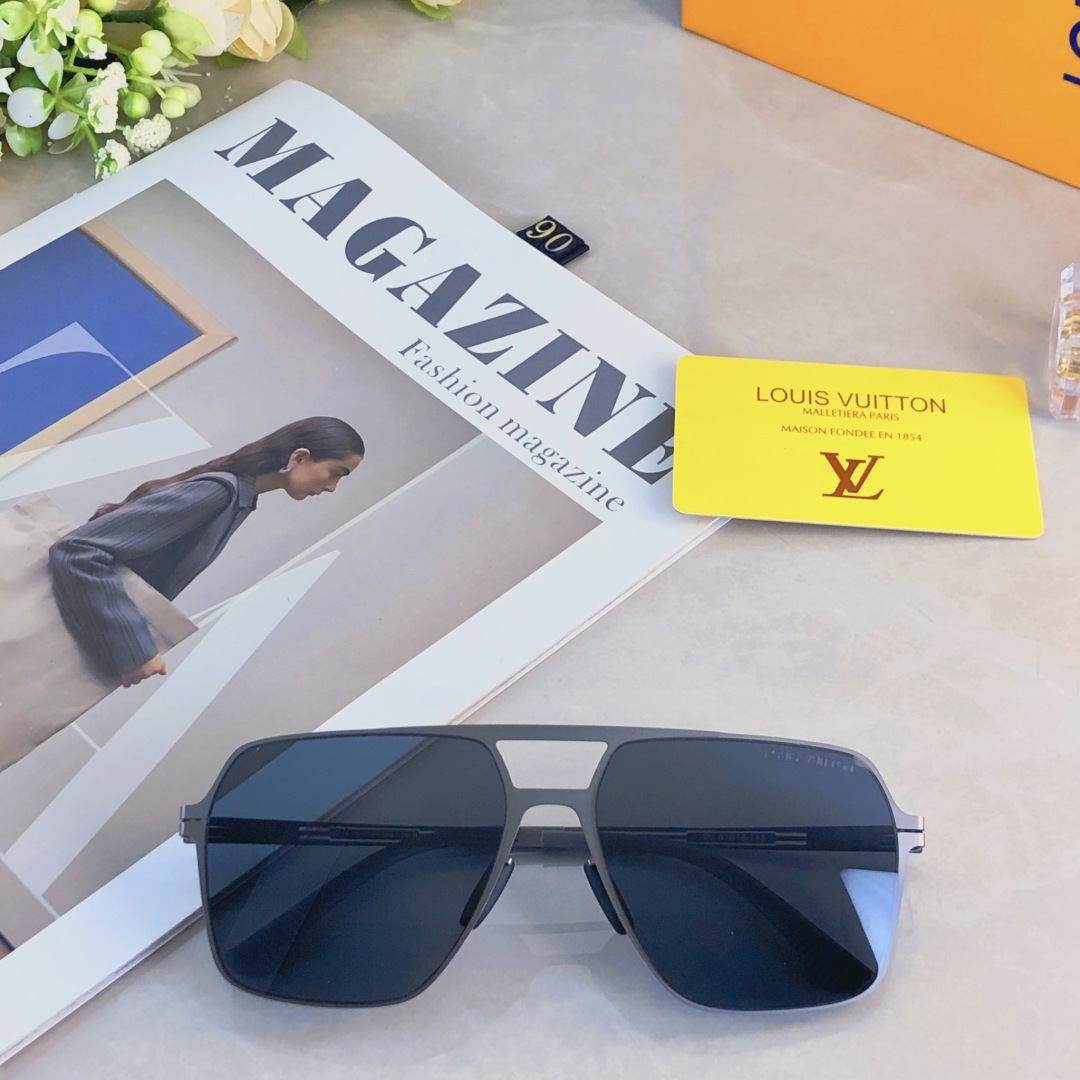 。。Louis vuitto*新款男士时尚潮流男防晒双梁金属墨镜开车防紫外线高级感太阳镜