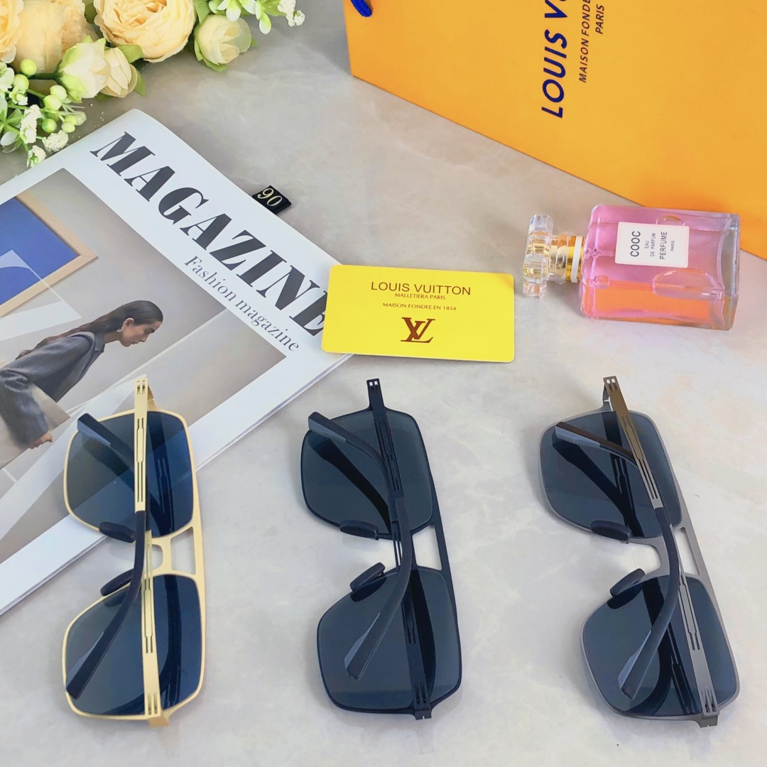 。。Louis vuitto*新款男士时尚潮流男防晒双梁金属墨镜开车防紫外线高级感太阳镜