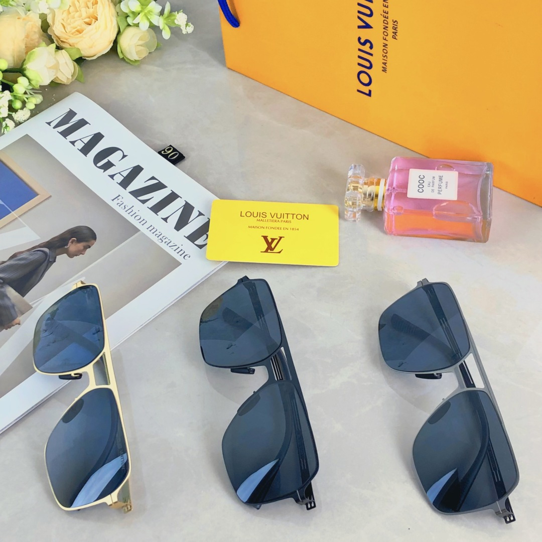 。。Louis vuitto*新款男士时尚潮流男防晒双梁金属墨镜开车防紫外线高级感太阳镜
