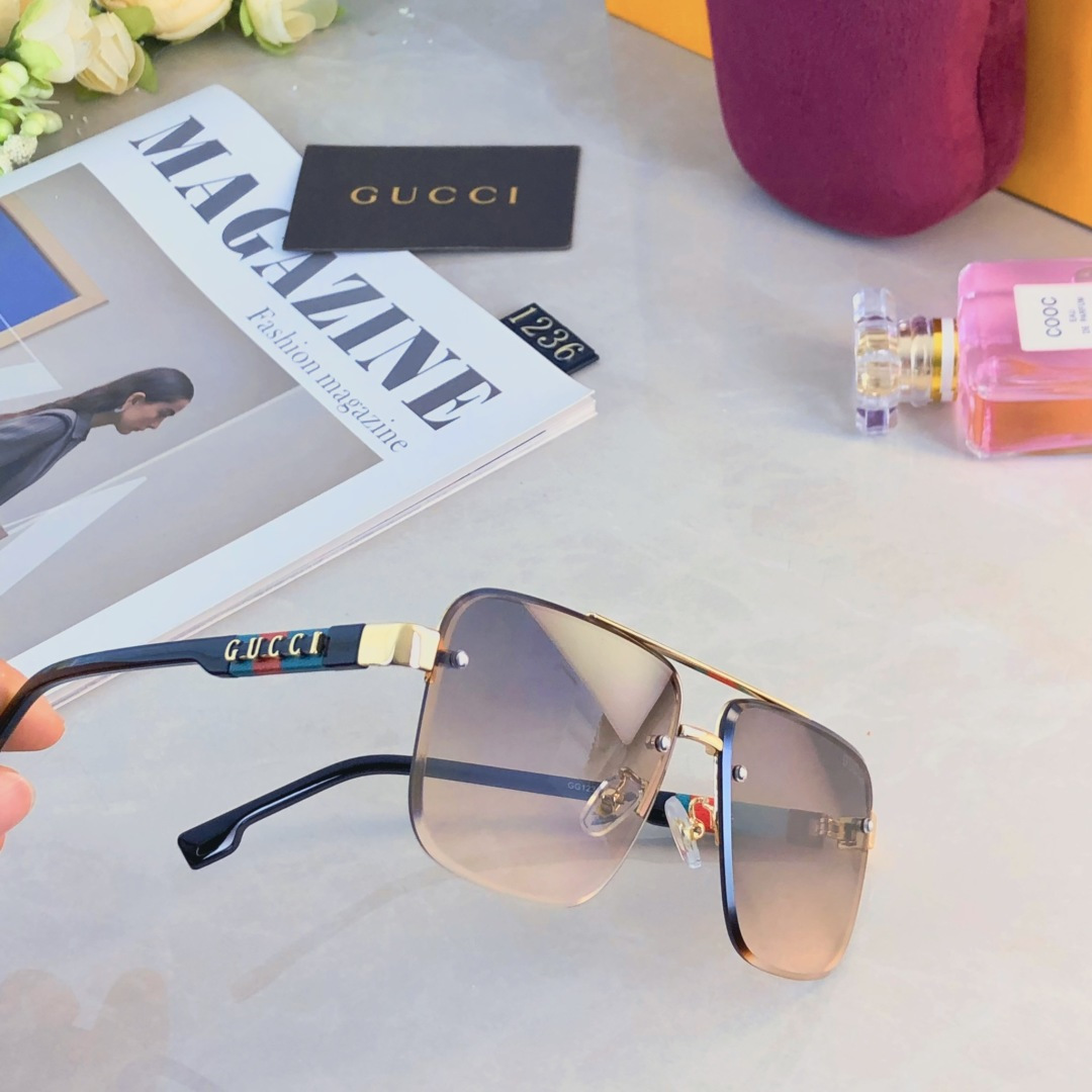 。。Gucc*复古痞帅男士双梁金属墨镜高端商务风格UV400防晒防紫外线太阳镜