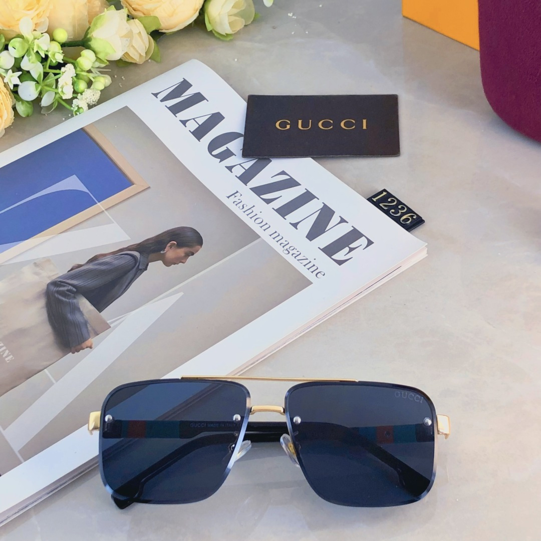 。。Gucc*复古痞帅男士双梁金属墨镜高端商务风格UV400防晒防紫外线太阳镜