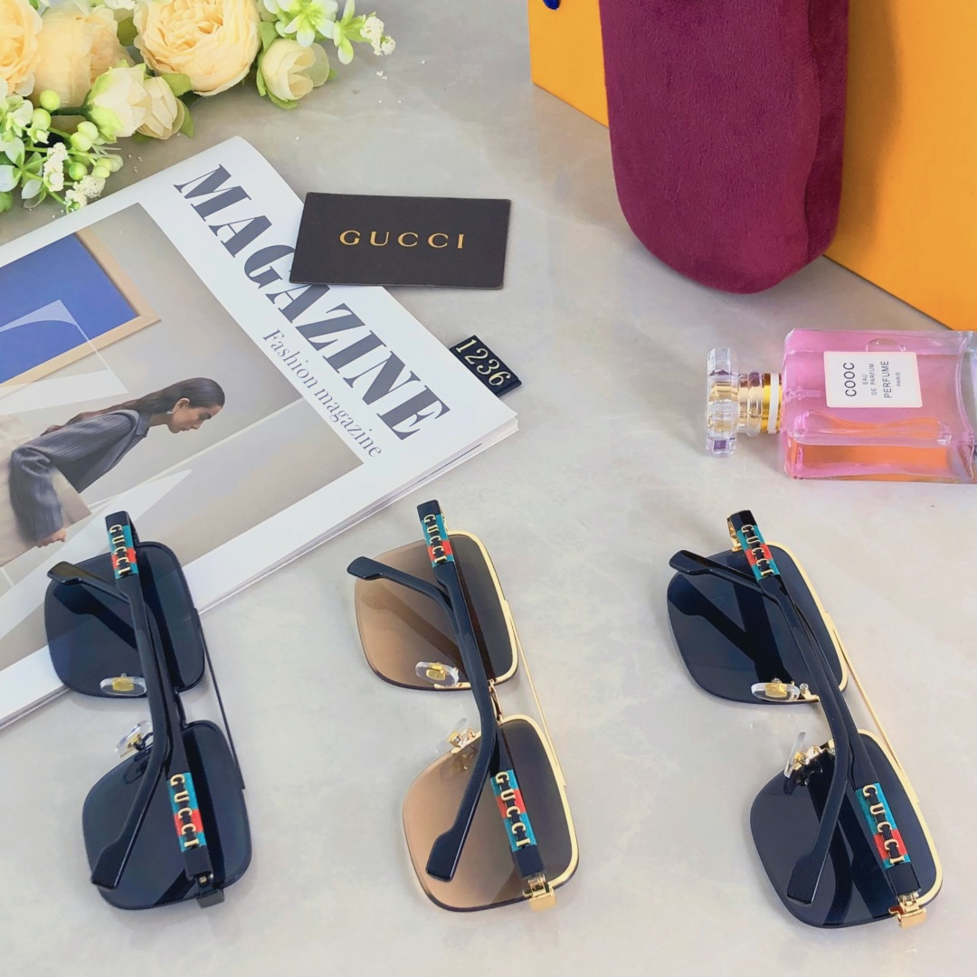 。。Gucc*复古痞帅男士双梁金属墨镜高端商务风格UV400防晒防紫外线太阳镜