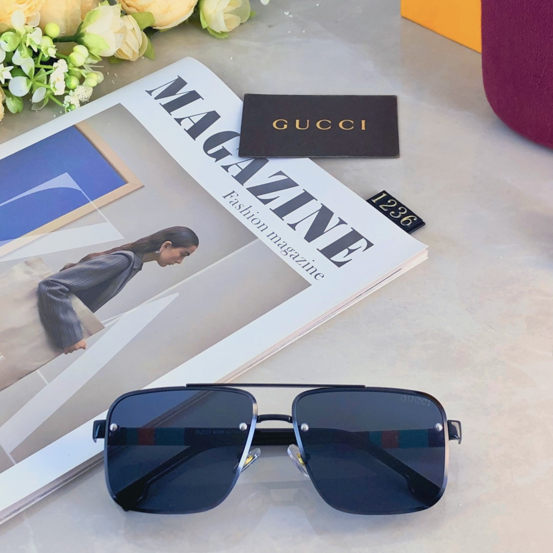 。。Gucc*复古痞帅男士双梁金属墨镜高端商务风格UV400防晒防紫外线太阳镜