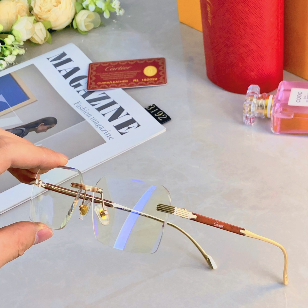 。。Cartie*无框太阳镜切边方形小框眼镜欧美风时尚复古气质时髦防晒墨镜