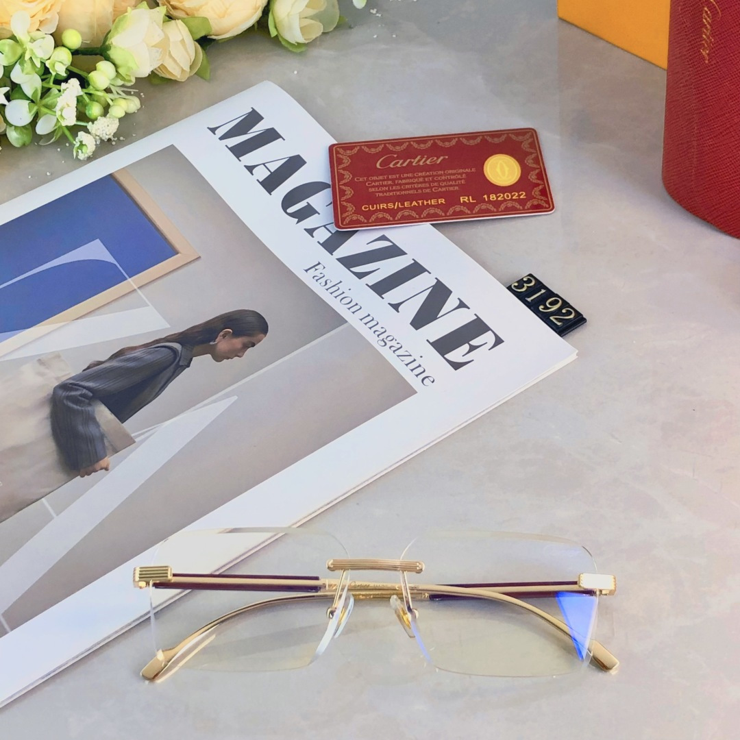 。。Cartie*无框太阳镜切边方形小框眼镜欧美风时尚复古气质时髦防晒墨镜