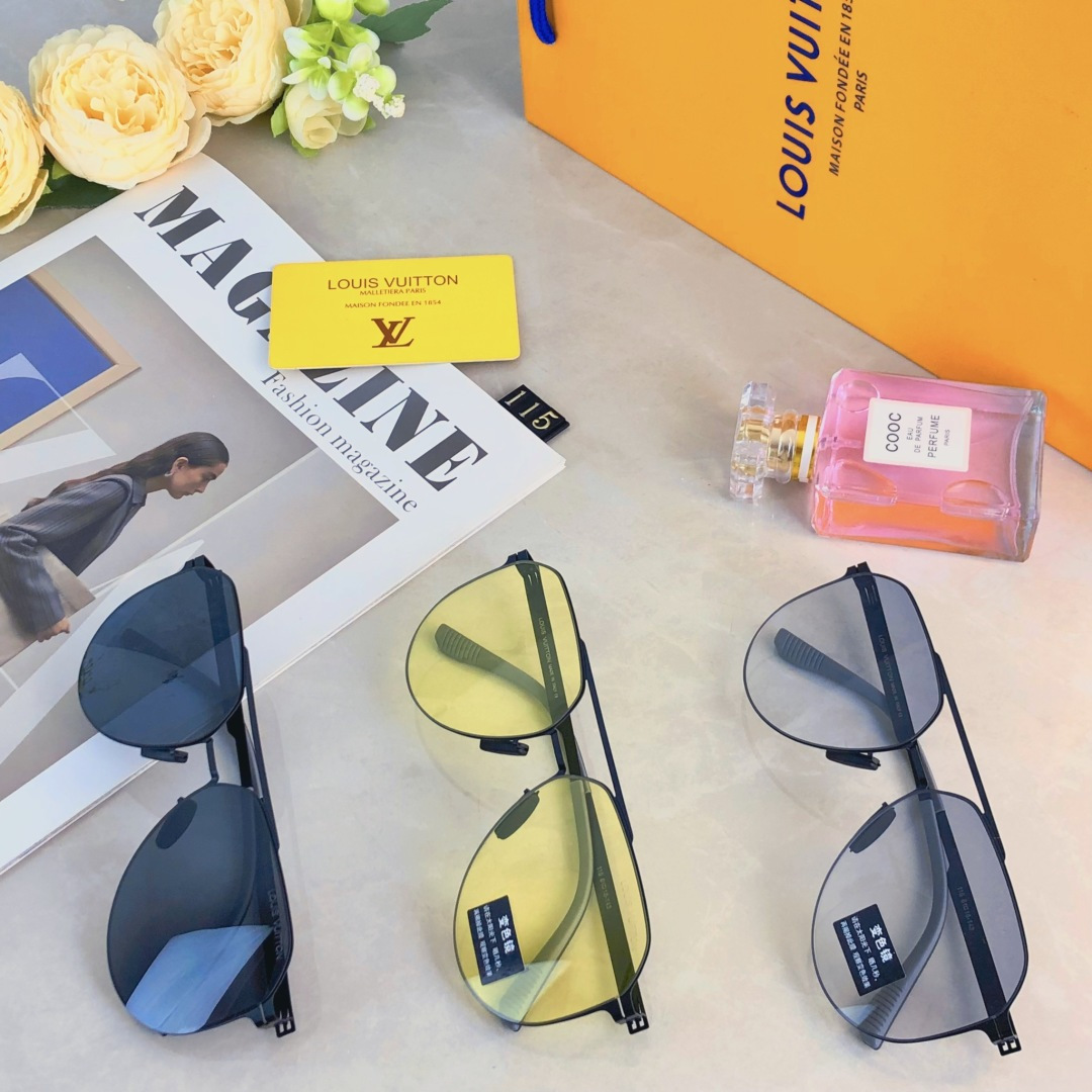 。。Louis vuitto*情侣款复古飞行员太阳镜男女高颜值时尚街拍遮阳防晒墨镜拍照旅游