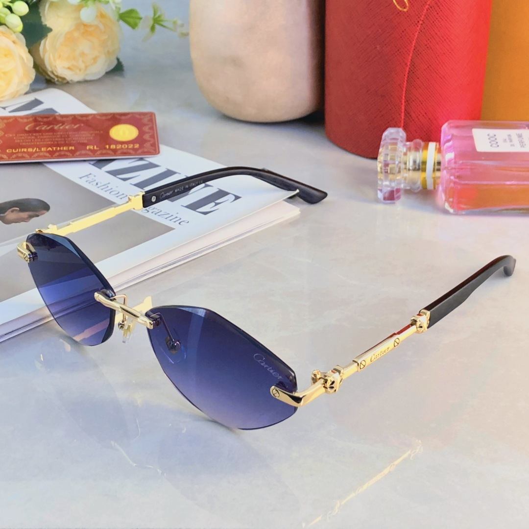 。。Cartie*时尚帅气太阳镜防晒防紫外线高档无框小框防强光开车墨镜