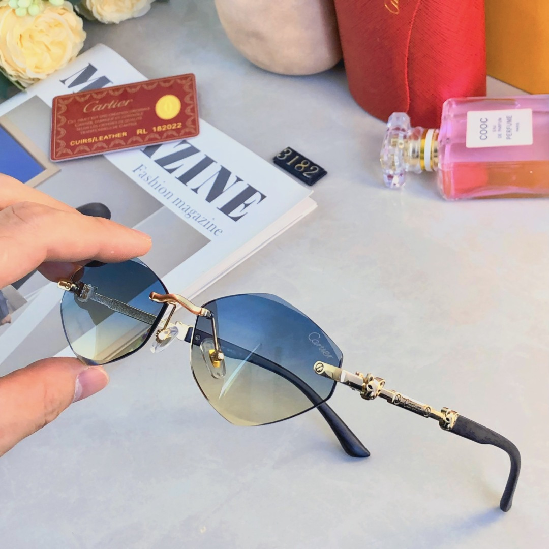 。。Cartie*时尚帅气太阳镜防晒防紫外线高档无框小框防强光开车墨镜