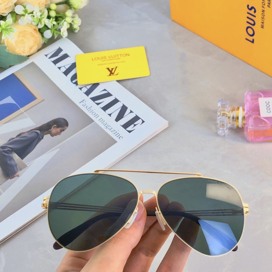 。。Louis vuitto*情侣款复古飞行员太阳镜男女高颜值时尚街拍遮阳防晒墨镜拍照旅游