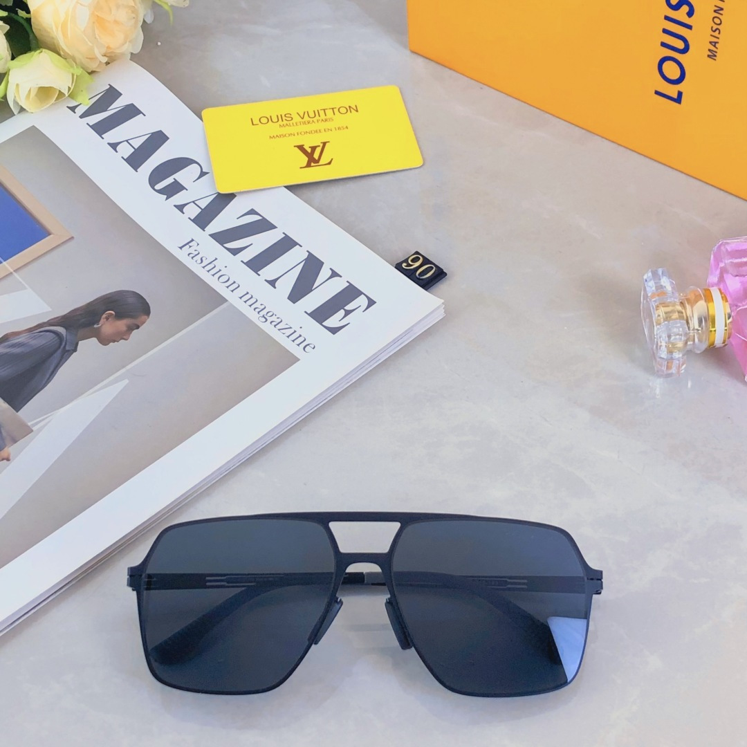 。。Louis vuitto*不锈钢双梁无螺丝男士偏光太阳镜超轻高级感太阳眼镜遮阳大框墨镜