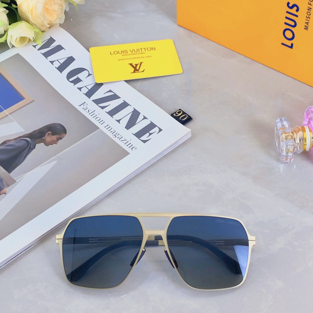 。。Louis vuitto*不锈钢双梁无螺丝男士偏光太阳镜超轻高级感太阳眼镜遮阳大框墨镜