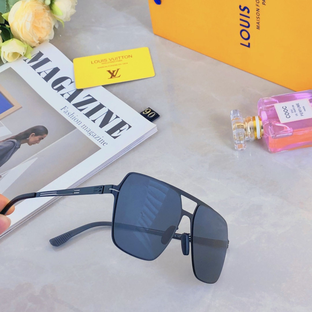 。。Louis vuitto*不锈钢双梁无螺丝男士偏光太阳镜超轻高级感太阳眼镜遮阳大框墨镜