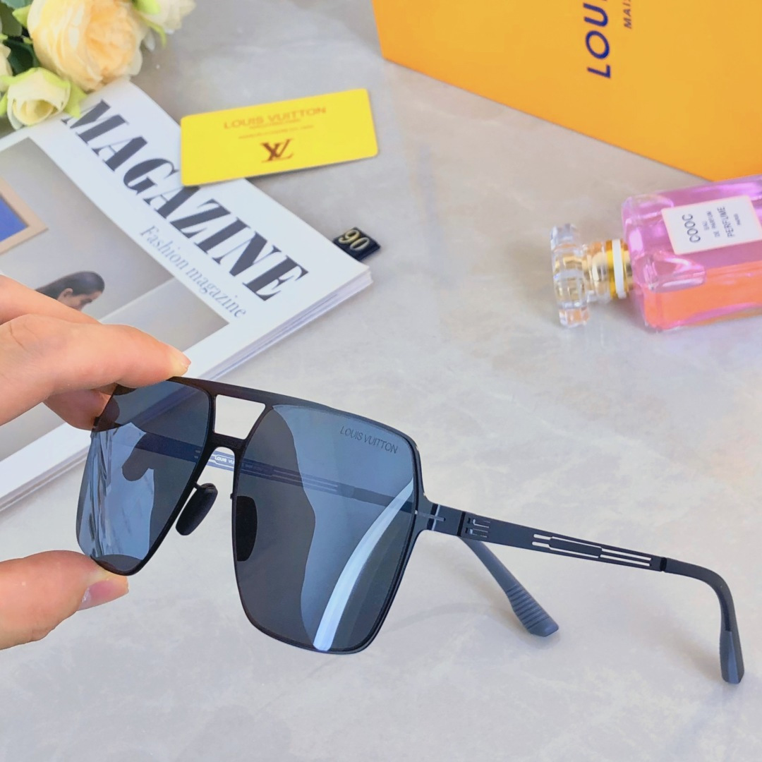 。。Louis vuitto*不锈钢双梁无螺丝男士偏光太阳镜超轻高级感太阳眼镜遮阳大框墨镜