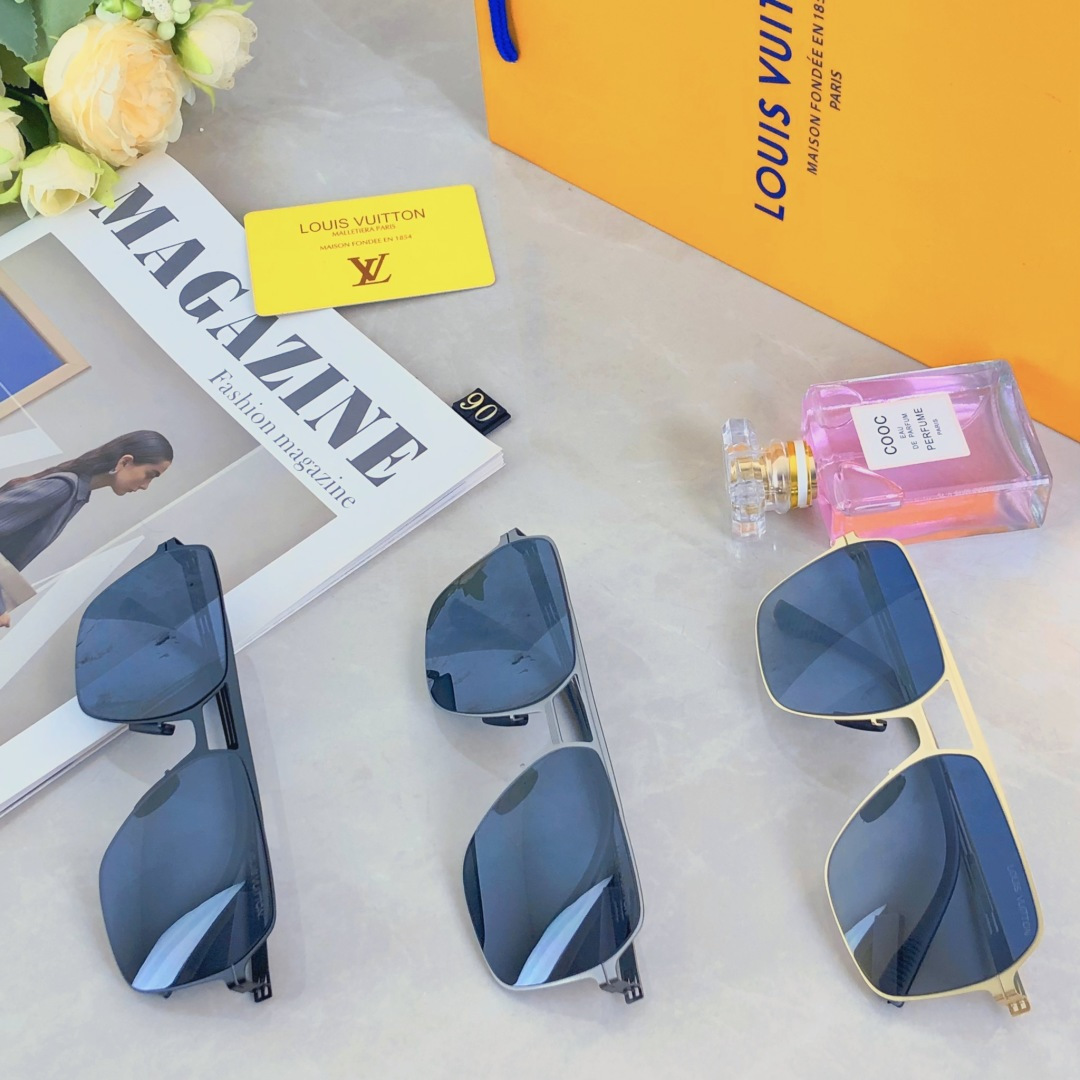 。。Louis vuitto*不锈钢双梁无螺丝男士偏光太阳镜超轻高级感太阳眼镜遮阳大框墨镜