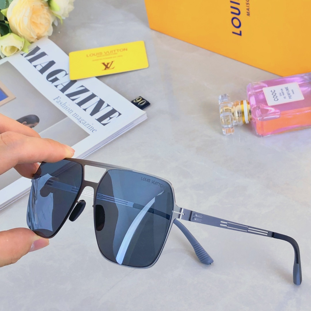 。。Louis vuitto*不锈钢双梁无螺丝男士偏光太阳镜超轻高级感太阳眼镜遮阳大框墨镜