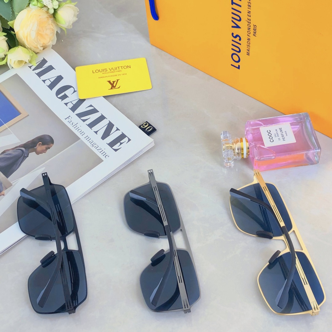 。。Louis vuitto*不锈钢双梁无螺丝男士偏光太阳镜超轻高级感太阳眼镜遮阳大框墨镜