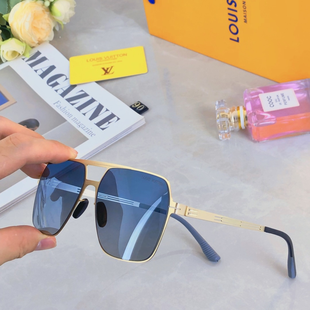 。。Louis vuitto*不锈钢双梁无螺丝男士偏光太阳镜超轻高级感太阳眼镜遮阳大框墨镜