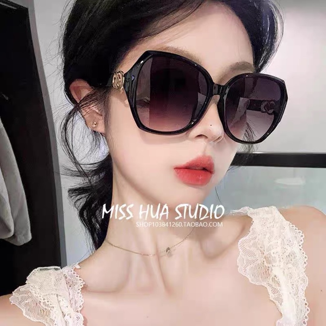 。。Gucc*新款大框紫色尼龙偏光太阳镜女高级感显脸小墨镜防紫外线高清开车