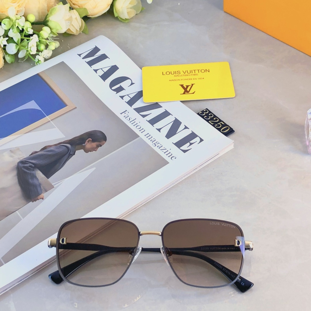 。。Louis vuitto*新款方框太阳镜高级感潮流墨镜金属渐变防晒眼镜