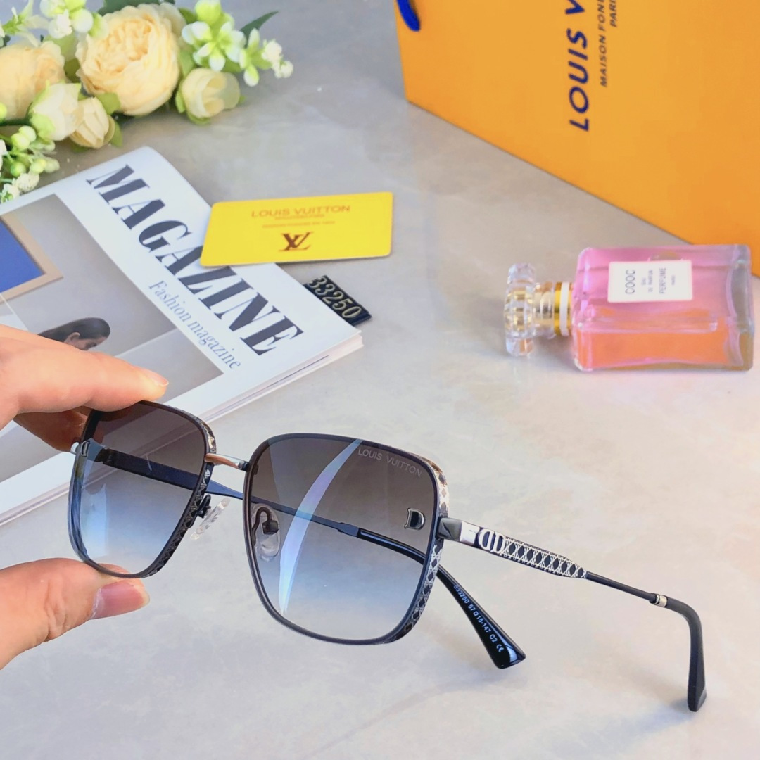 。。Louis vuitto*新款方框太阳镜高级感潮流墨镜金属渐变防晒眼镜