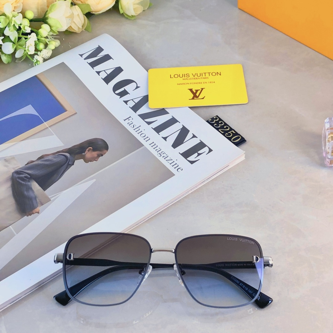 。。Louis vuitto*新款方框太阳镜高级感潮流墨镜金属渐变防晒眼镜