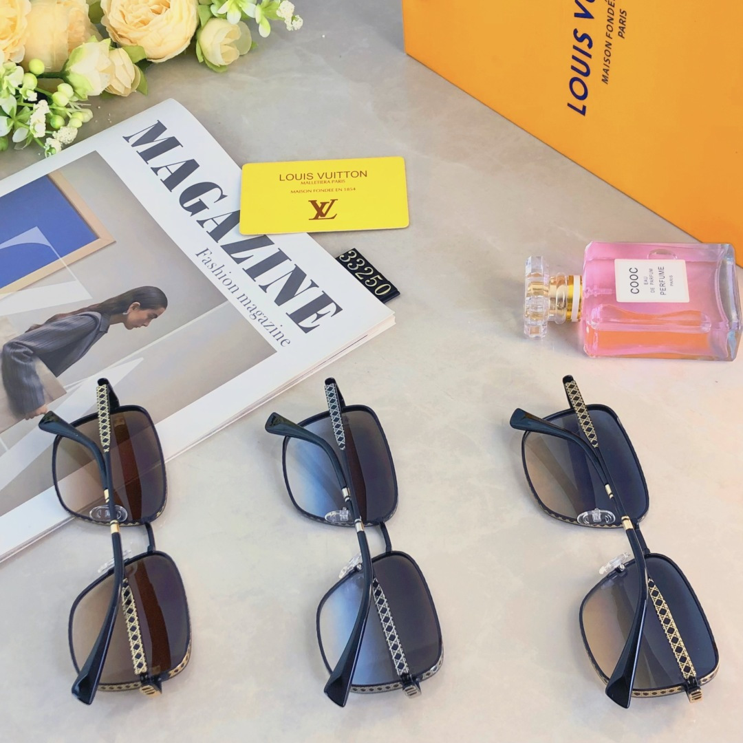 。。Louis vuitto*新款方框太阳镜高级感潮流墨镜金属渐变防晒眼镜