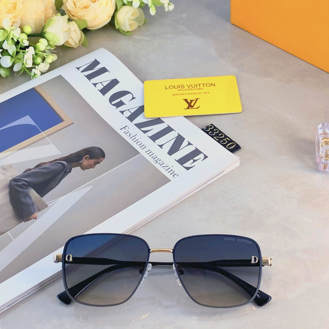 。。Louis vuitto*新款方框太阳镜高级感潮流墨镜金属渐变防晒眼镜