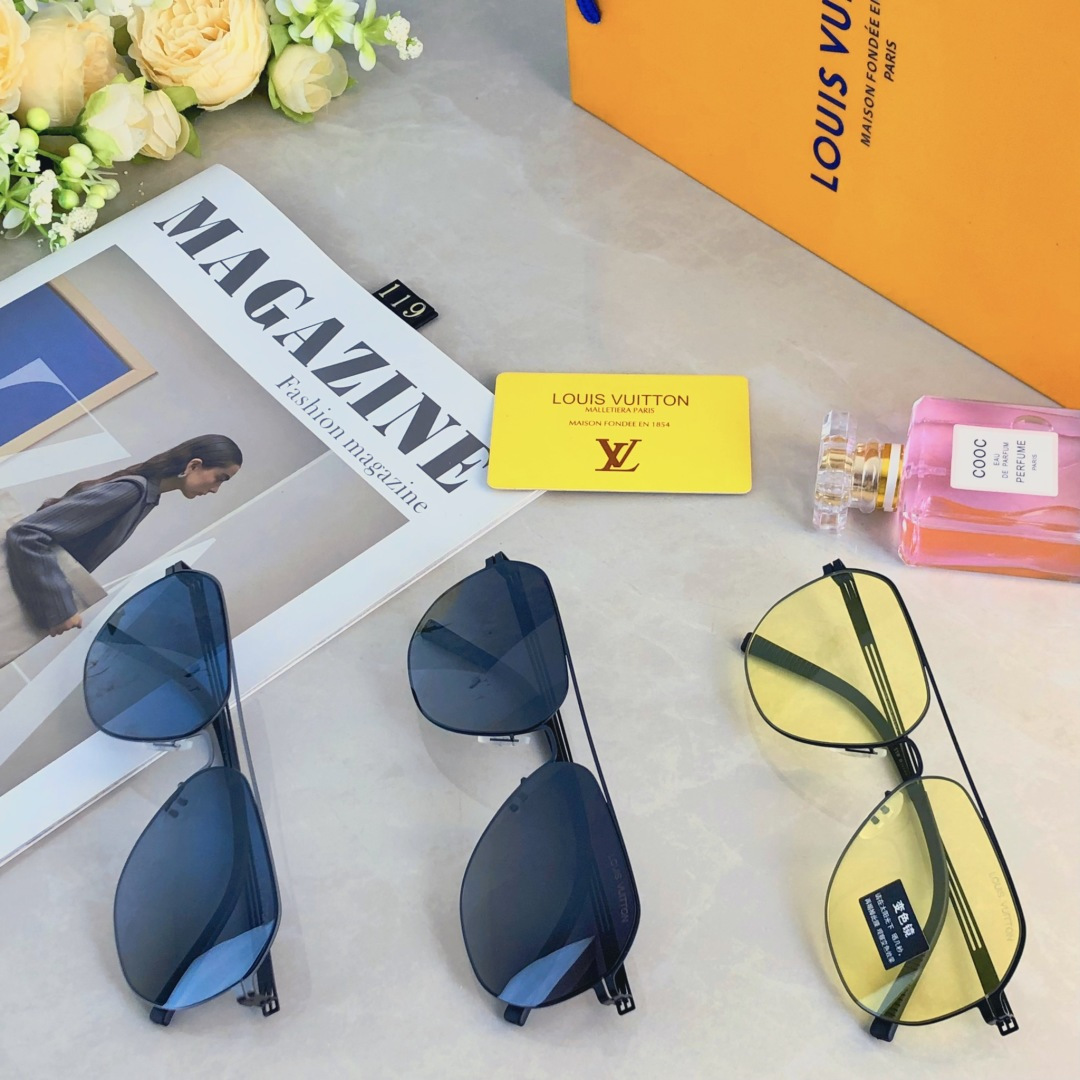 。。Louis vuitto*不锈钢双梁无螺丝男士偏光太阳镜超轻高级感太阳眼镜遮阳大框墨镜