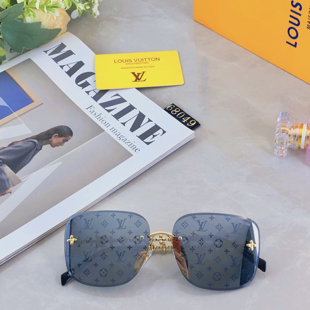 。。Louis vuitto*个性时尚金属链条镜腿太阳眼镜无框复古防紫外线墨镜小红书同款