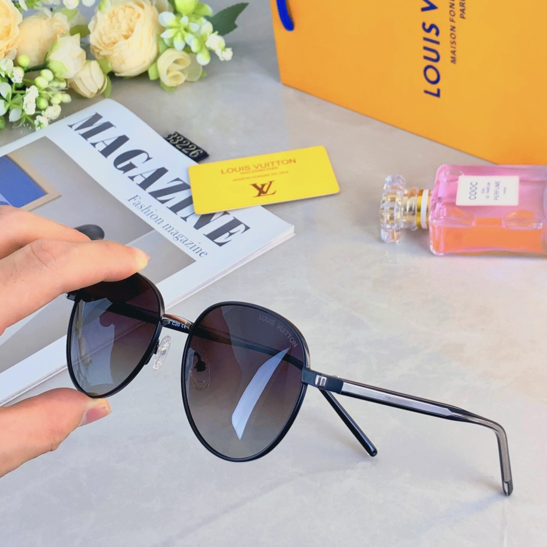。。Louis vuitto*金属太阳眼镜高级感网红时尚复古UV防紫外线近视墨镜女